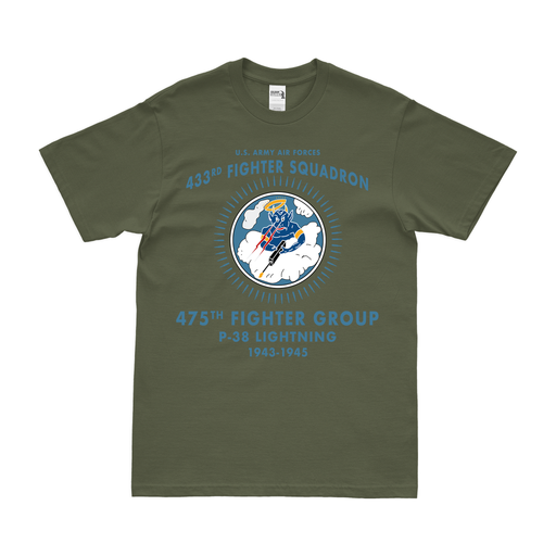 433rd Fighter Squadron WW2 Legacy T-Shirt Tactically Acquired Military Green Clean Small