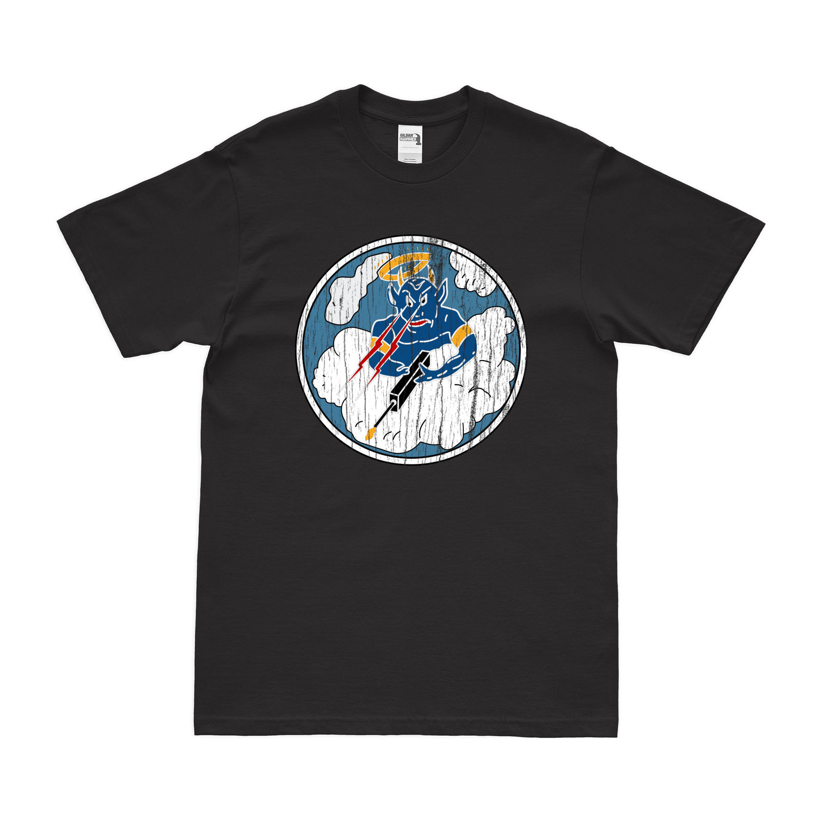 433rd Fighter Squadron WW2 Logo T-Shirt Tactically Acquired Black Distressed Small