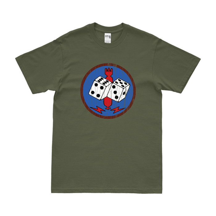 43rd Bombardment Group USAAF WW2 T-Shirt Tactically Acquired Military Green Distressed Small