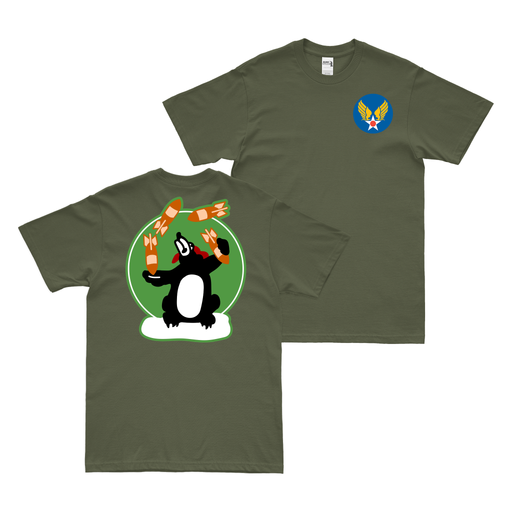 Double-Sided 470th Bomb Squadron WW2 AAF T-Shirt Tactically Acquired Military Green Clean Small