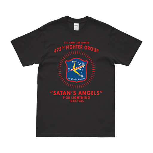 475th Fighter Group 'Satan's Angels' WW2 Legacy T-Shirt Tactically Acquired Black Clean Small