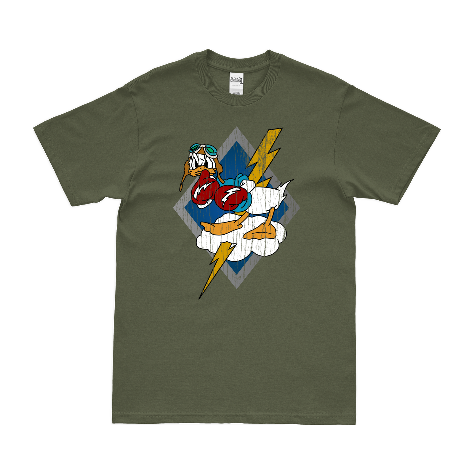 476th Fighter Group WW2 Logo T-Shirt Tactically Acquired Military Green Distressed Small