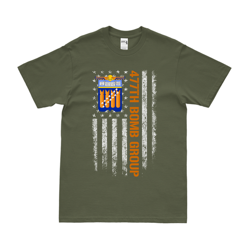 477th Bomb Group American Flag T-Shirt Tactically Acquired Military Green Small 