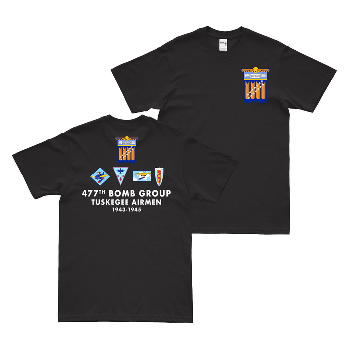 Double-Sided 477th Bomb Group Squadron Legacy T-Shirt Tactically Acquired Black Small 