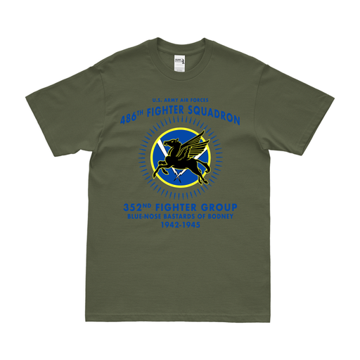 486th Fighter Squadron WW2 Legacy T-Shirt Tactically Acquired Military Green Clean Small