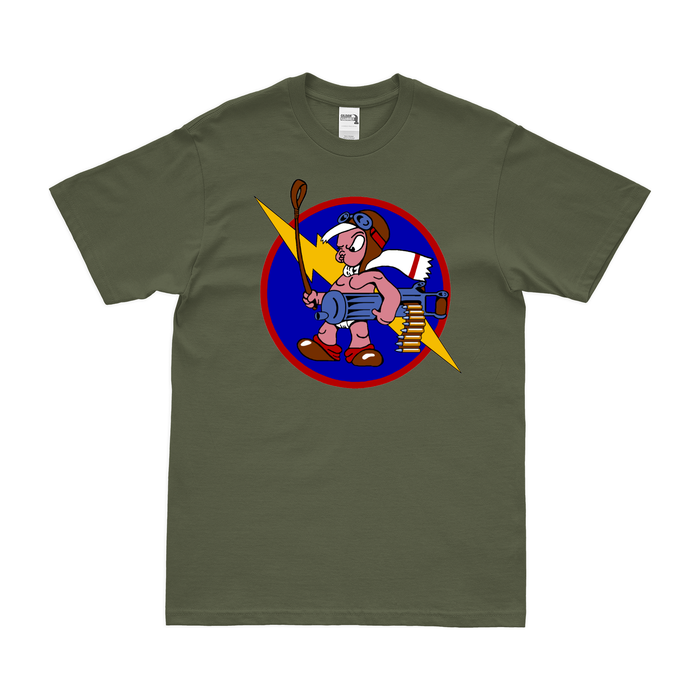 487th Fighter Squadron WW2 Logo T-Shirt Tactically Acquired Military Green Clean Small