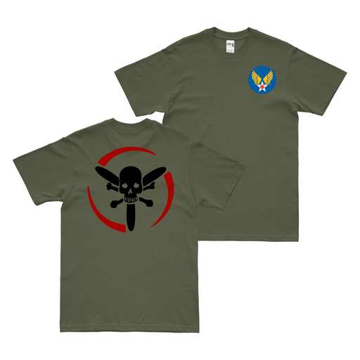 Double-Sided 512th Bomb Squadron WW2 AAF T-Shirt Tactically Acquired Military Green Clean Small