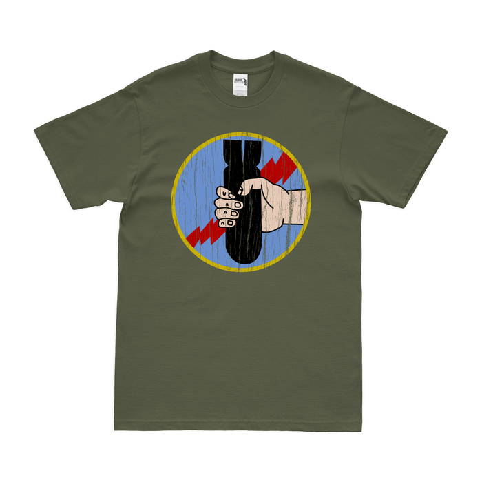 525th Bombardment Squadron WW2 Emblem T-Shirt Tactically Acquired Military Green Distressed Small