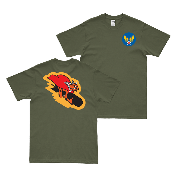 Double-Sided 549th Bomb Squadron WW2 AAF T-Shirt Tactically Acquired Military Green Clean Small