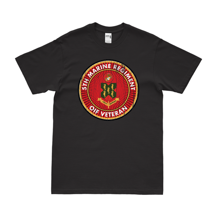 5th Marine Regiment OIF Veteran T-Shirt Tactically Acquired Black Distressed Small