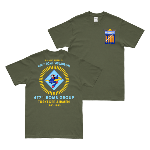 Double-Sided 616th Bomb Squadron WW2 Legacy T-Shirt Tactically Acquired Military Green Small 