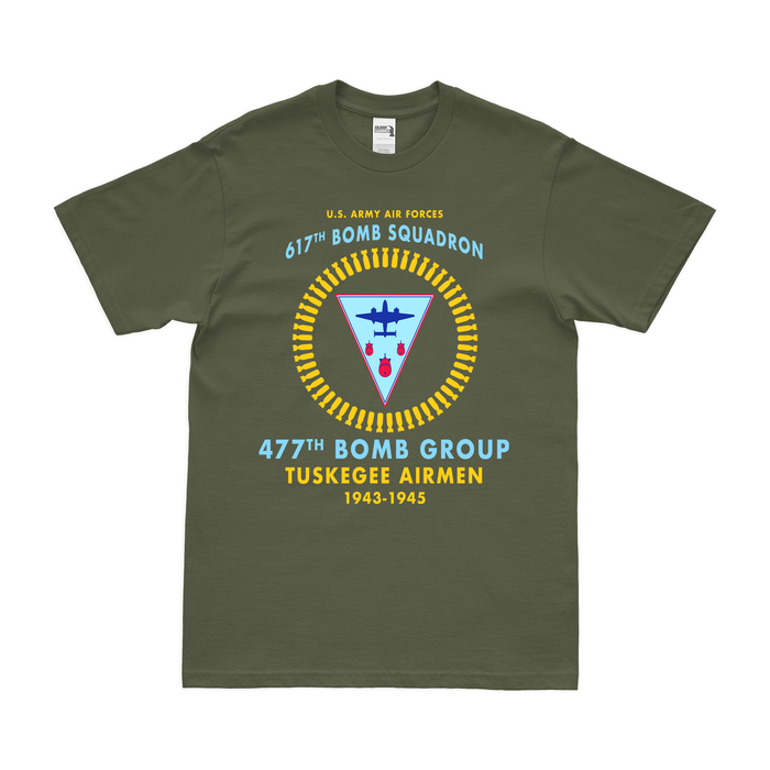 617th Bomb Squadron Tuskegee Airmen WW2 Legacy T-Shirt Tactically Acquired Military Green Clean Small