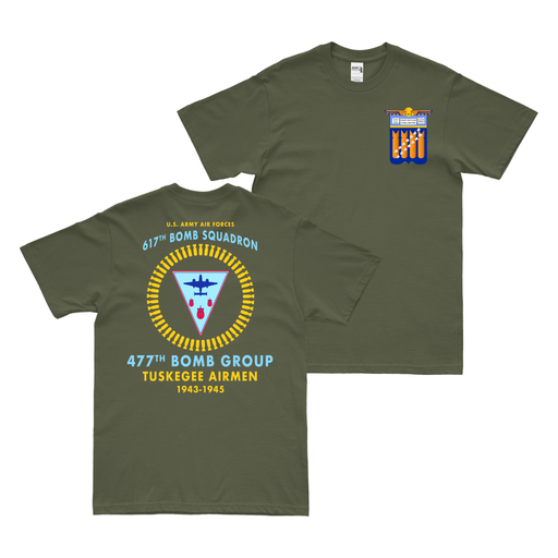 Double-Sided 617th Bomb Squadron WW2 Legacy T-Shirt Tactically Acquired Military Green Small 