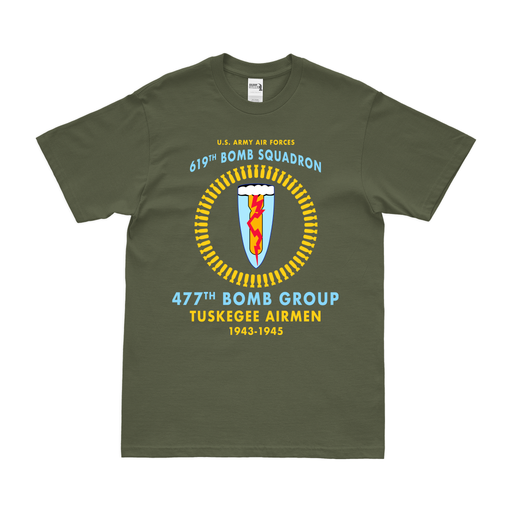 619th Bomb Squadron Tuskegee Airmen WW2 Legacy T-Shirt Tactically Acquired Military Green Clean Small