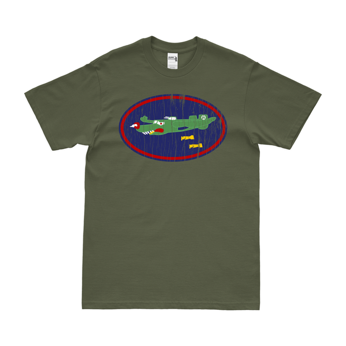 705th Bombardment Squadron WW2 T-Shirt Tactically Acquired Military Green Distressed Small