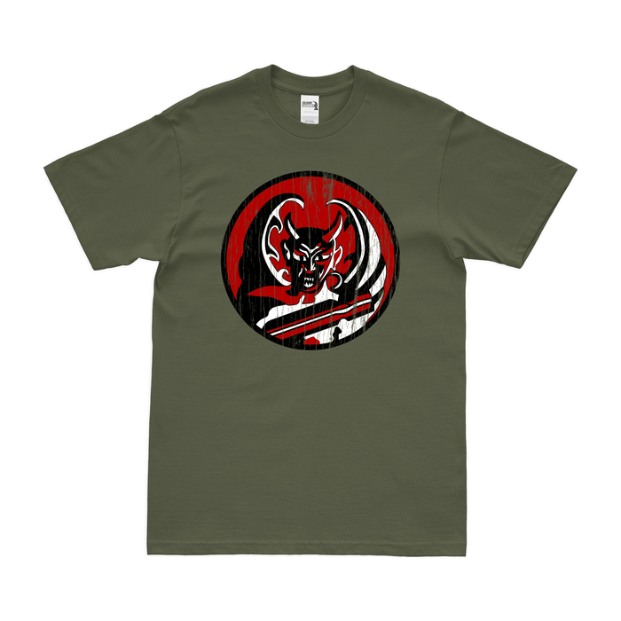 707th Bombardment Squadron WW2 T-Shirt Tactically Acquired Military Green Distressed Small