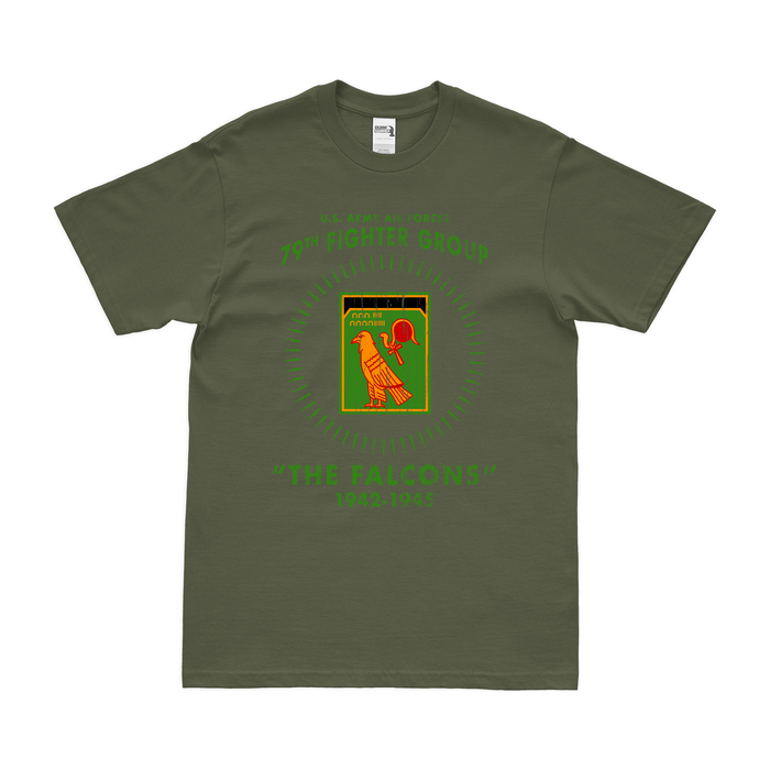 79th Fighter Group WW2 Tribute Legacy T-Shirt Tactically Acquired Military Green Distressed Small