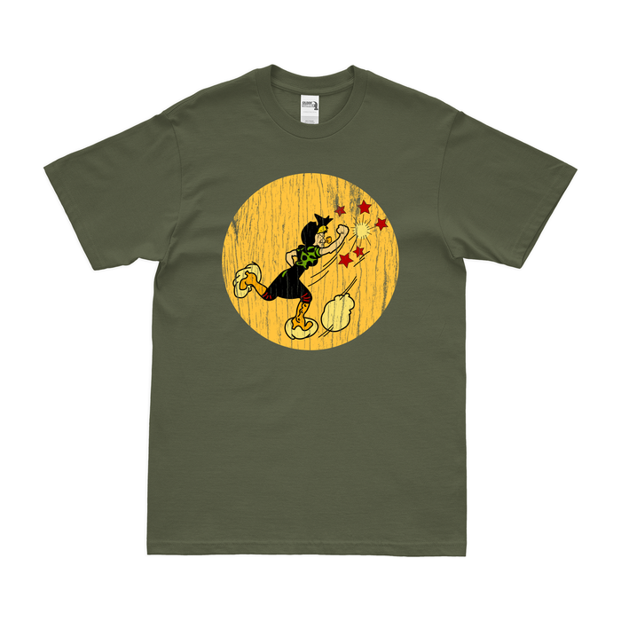 817th Bombardment Squadron WW2 Emblem T-Shirt Tactically Acquired Military Green Distressed Small