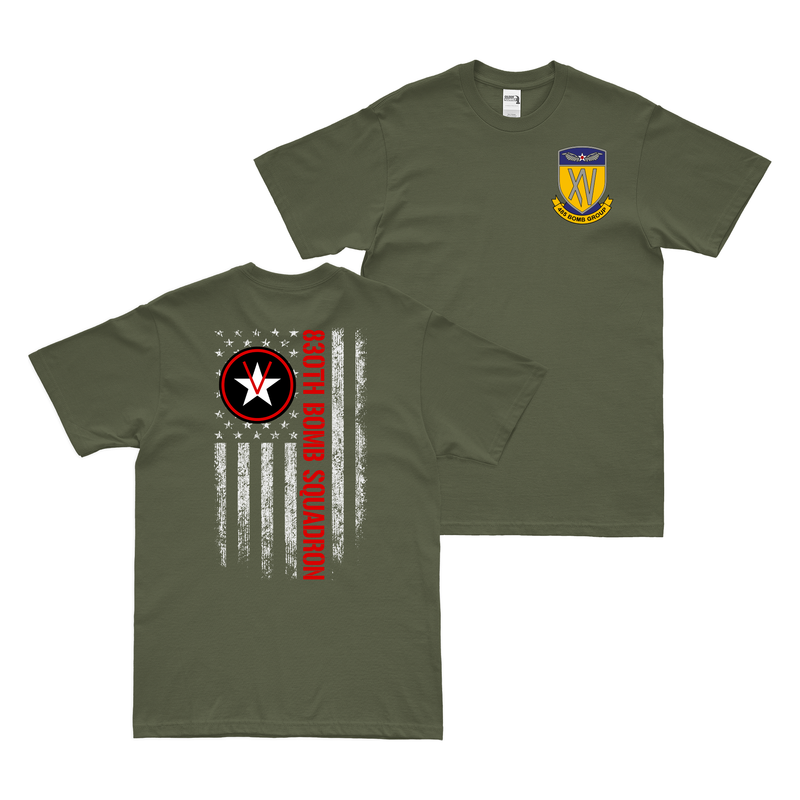 Double-Sided 830th Bomb Squadron American Flag T-Shirt