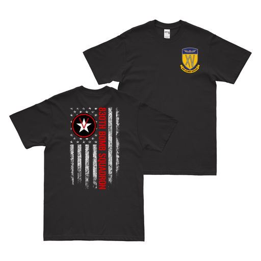 Double-Sided 830th Bomb Squadron American Flag T-Shirt Tactically Acquired Black Small 