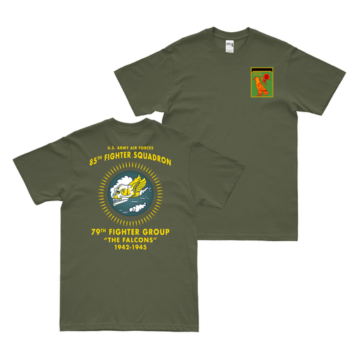 Double-Sided 85th Fighter Squadron WW2 Legacy T-Shirt Tactically Acquired Military Green Clean Small