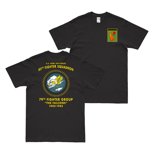 Double-Sided 85th Fighter Squadron WW2 Legacy T-Shirt Tactically Acquired Black Clean Small