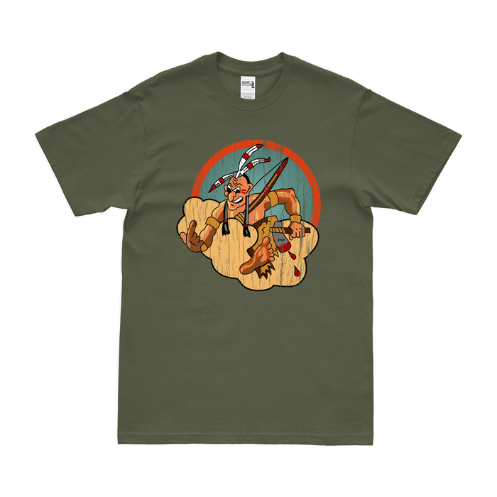 86th Fighter Squadron WW2 Emblem T-Shirt Tactically Acquired Military Green Distressed Small