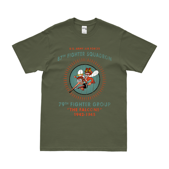 87th Fighter Squadron WW2 Tribute Legacy T-Shirt Tactically Acquired Military Green Distressed Small