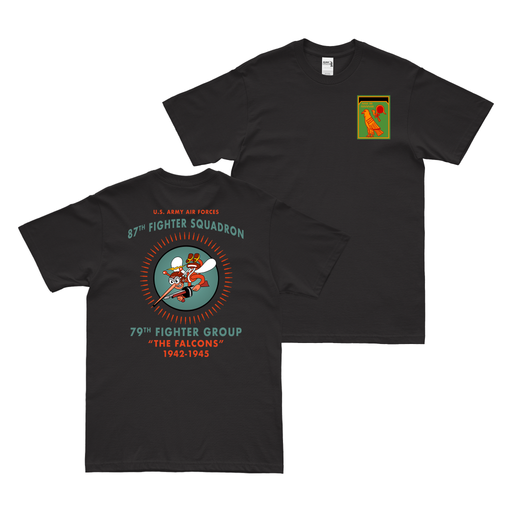 Double-Sided 87th Fighter Squadron WW2 Legacy T-Shirt Tactically Acquired Black Small 