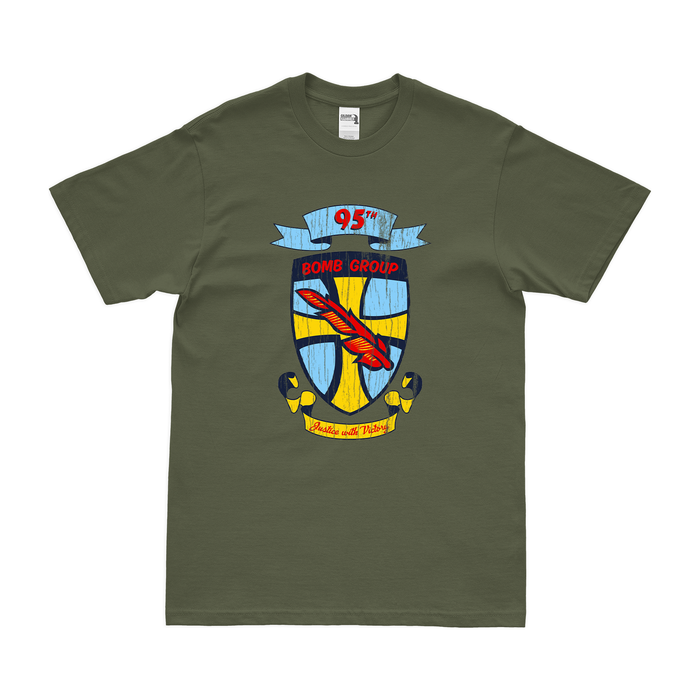 95th Bombardment Group USAAF WW2 T-Shirt Tactically Acquired Military Green Distressed Small