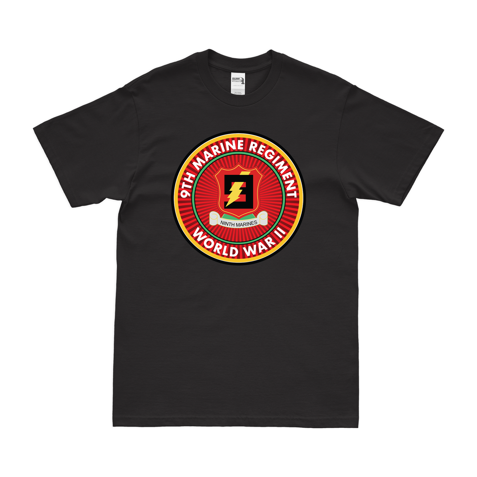 9th Marine Regiment WWII Legacy T-Shirt Tactically Acquired Black Clean Small
