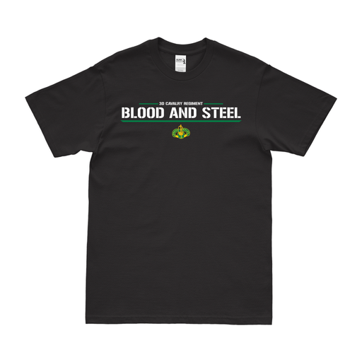 3d Cavalry 'Blood and Steel' Motto T-Shirt Tactically Acquired Black Clean Small