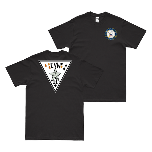 Double-Sided Carrier Air Wing 11 (CVW-11) Veteran T-Shirt Tactically Acquired Black Clean Small