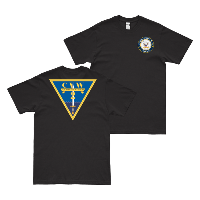 Double-Sided Carrier Air Wing 2 (CVW-2) Veteran T-Shirt Tactically Acquired Black Clean Small