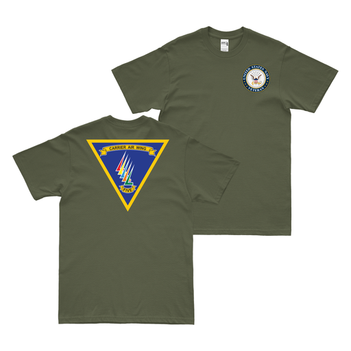 Double-Sided Carrier Air Wing 5 (CVW-5) Veteran T-Shirt Tactically Acquired Military Green Clean Small