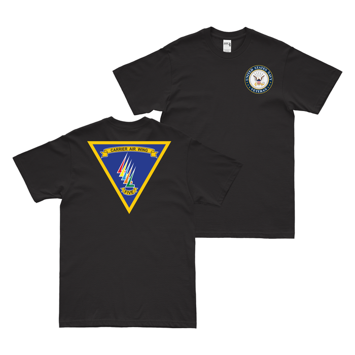 Double-Sided Carrier Air Wing 5 (CVW-5) Veteran T-Shirt Tactically Acquired Black Clean Small