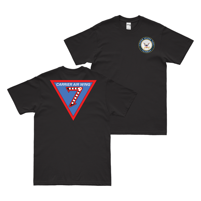 Double-Sided Carrier Air Wing 7 (CVW-7) Veteran T-Shirt Tactically Acquired Black Clean Small