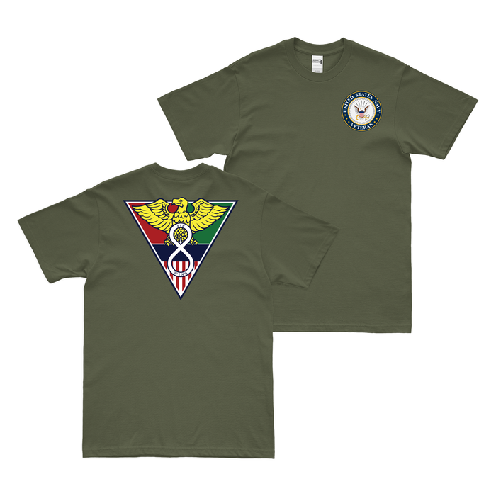 Double-Sided Carrier Air Wing 8 (CVW-8) Veteran T-Shirt Tactically Acquired Military Green Clean Small