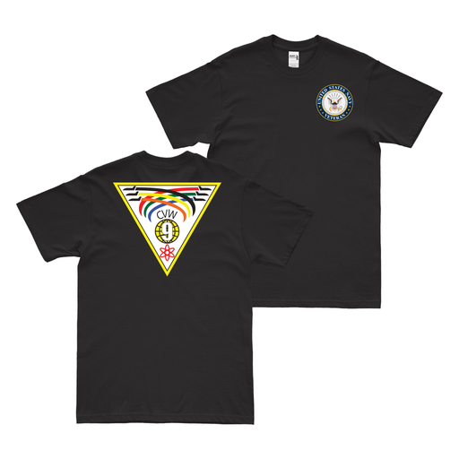 Double-Sided Carrier Air Wing 9 (CVW-9) Veteran T-Shirt Tactically Acquired Black Clean Small