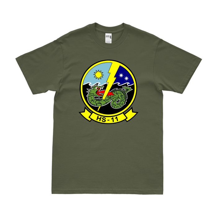 Helicopter Anti-Submarine Squadron 11 (HS-11) T-Shirt Tactically Acquired Military Green Clean Small