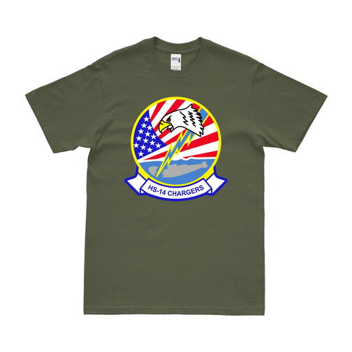 Helicopter Anti-Submarine Squadron 14 (HS-14) T-Shirt Tactically Acquired Military Green Clean Small