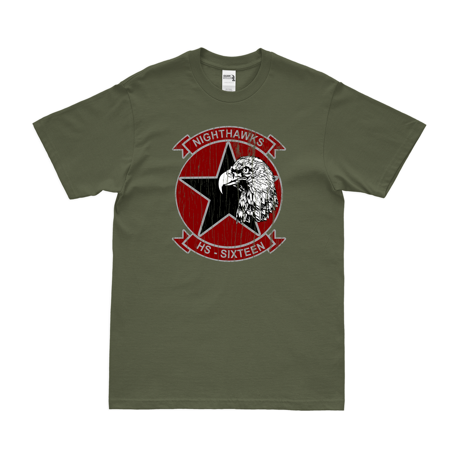 Helicopter Anti-Submarine Squadron 16 (HS-16) T-Shirt Tactically Acquired Military Green Distressed Small