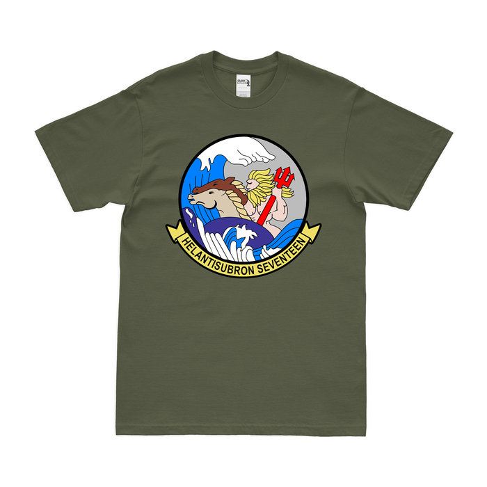 Helicopter Anti-Submarine Squadron 17 (HS-17) T-Shirt Tactically Acquired Military Green Clean Small