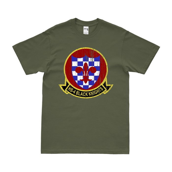 Helicopter Anti-Submarine Squadron 4 (HS-4) T-Shirt Tactically Acquired Military Green Distressed Small