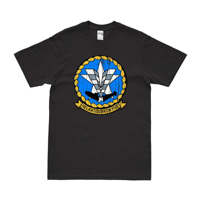 Helicopter Anti-Submarine Squadron 5 (HS-5) T-Shirt Tactically Acquired Black Distressed Small