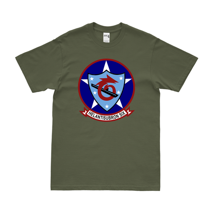 Helicopter Anti-Submarine Squadron 6 (HS-6) T-Shirt Tactically Acquired Military Green Clean Small