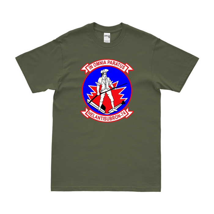 Helicopter Anti-Submarine Squadron 74 (HS-74) T-Shirt Tactically Acquired Military Green Clean Small