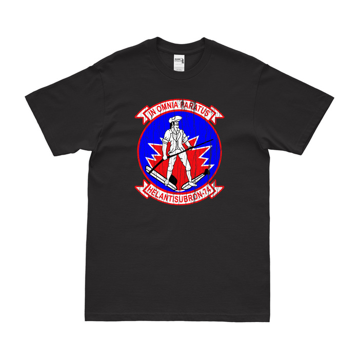 Helicopter Anti-Submarine Squadron 74 (HS-74) T-Shirt Tactically Acquired Black Distressed Small