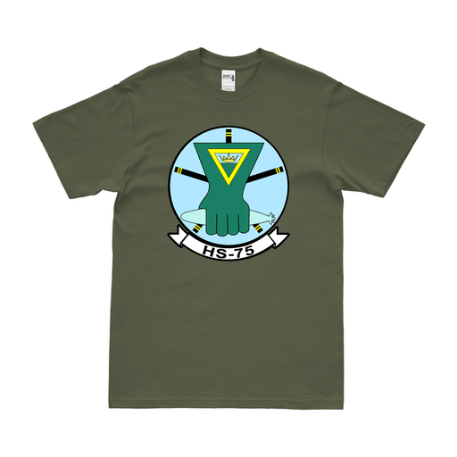 Helicopter Anti-Submarine Squadron 75 (HS-75) T-Shirt Tactically Acquired Military Green Clean Small