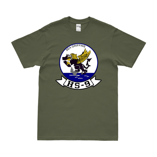 Helicopter Anti-Submarine Squadron 9 (HS-9) T-Shirt Tactically Acquired Military Green Clean Small